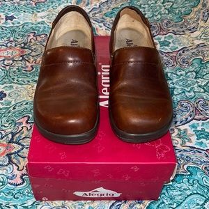Alegria Brown Leather Clogs